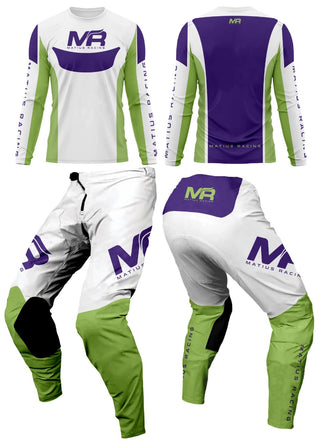 Set Motocross Junior X3 71 · Blanco / Azul / Verde
