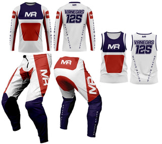 Set Motocross Junior X3 72 · Blanco / Azul / Rojo