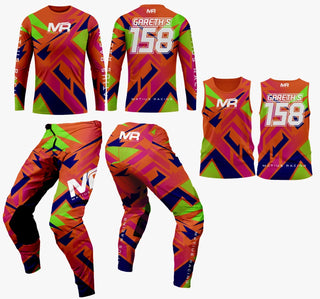 Set Motocross Junior X3 74 · Naranja / Verde / Amarillo